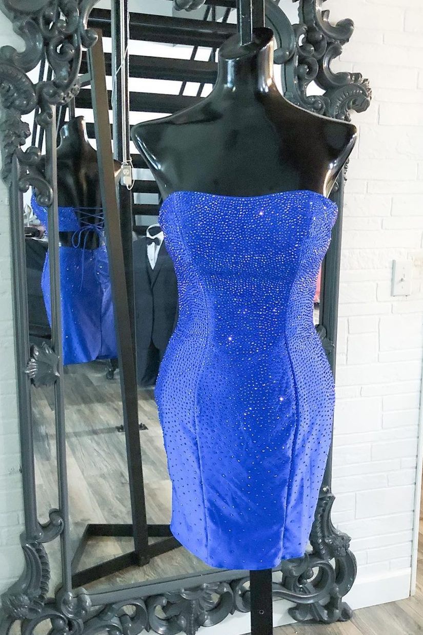 Luolandi Sheath Short Tight Red Strapless Sweetheart Cocktail Dress Homecoming Dresses Sexy