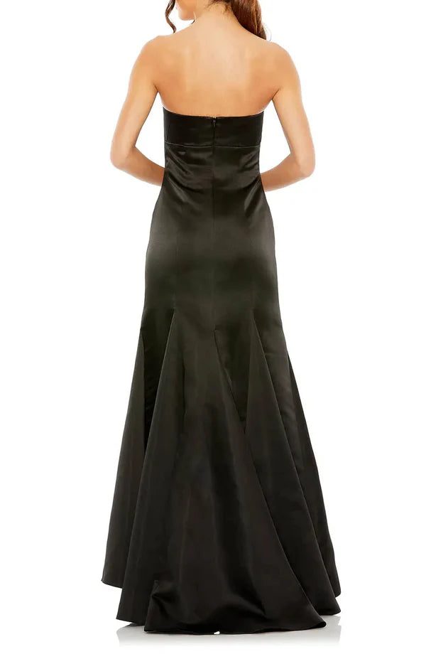 Luolandi Noble strapless off the shoulder satin fishtail and ground length butterfly dew back evening dress Solid Color