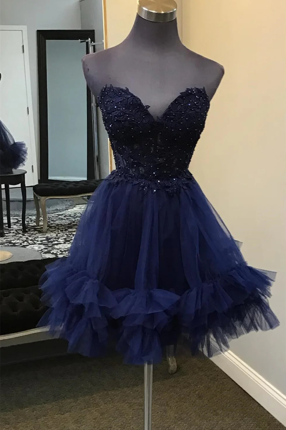 Luolandi Sweetheart A Line Strapless Homecoming Dress Lovely Graduation Dress Cute Birthday Party Dress