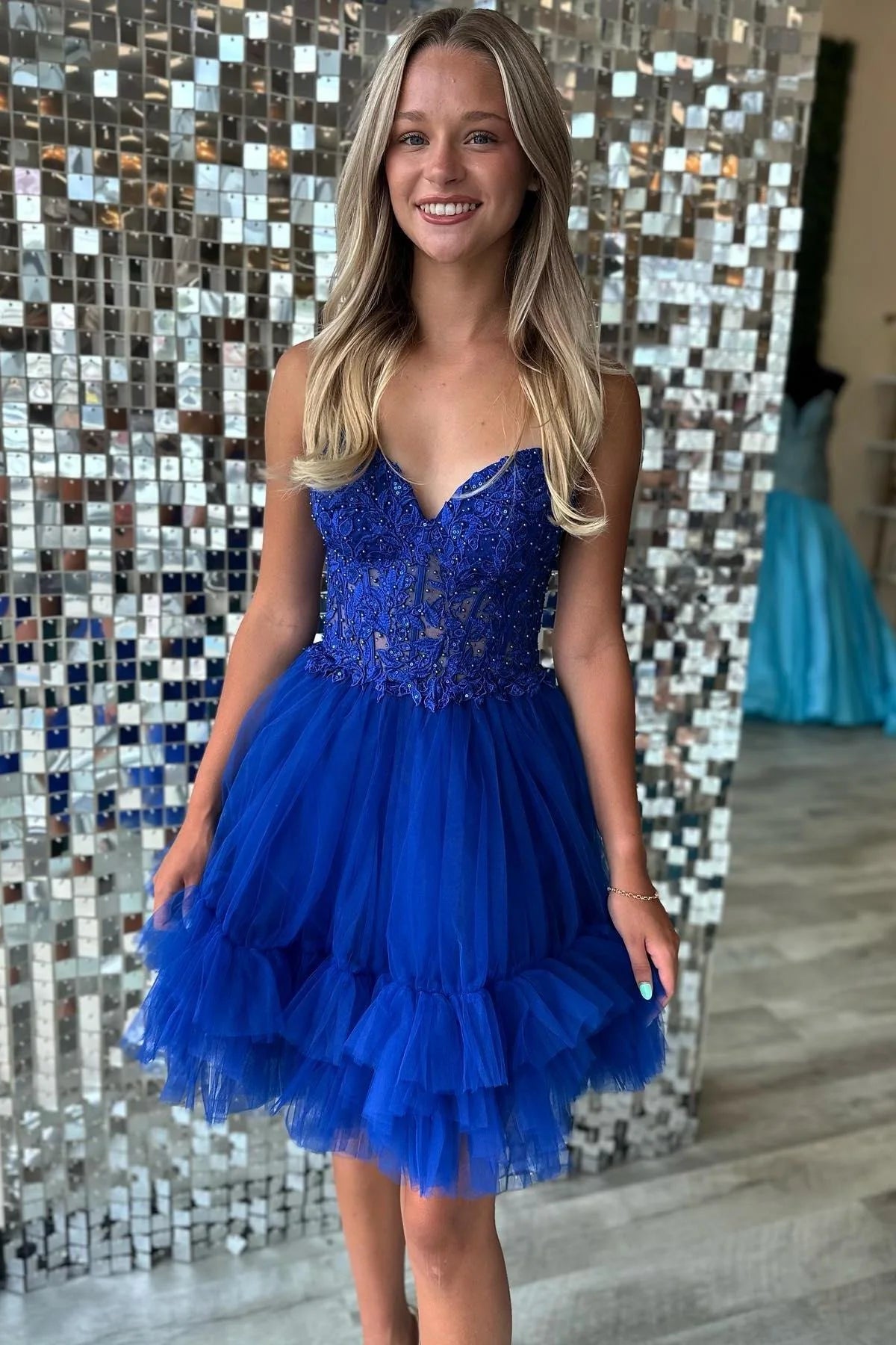 Luolandi Sweetheart A Line Strapless Homecoming Dress Lovely Graduation Dress Cute Birthday Party Dress