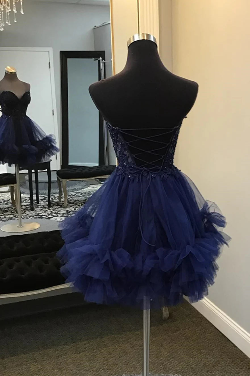 Luolandi Sweetheart A Line Strapless Homecoming Dress Lovely Graduation Dress Cute Birthday Party Dress