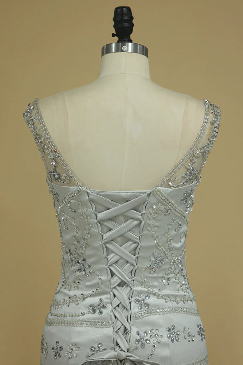 Luolandi Party Dresses Mermaid With Beading Sweep Train Evening Dress Mother of the Bride Dress