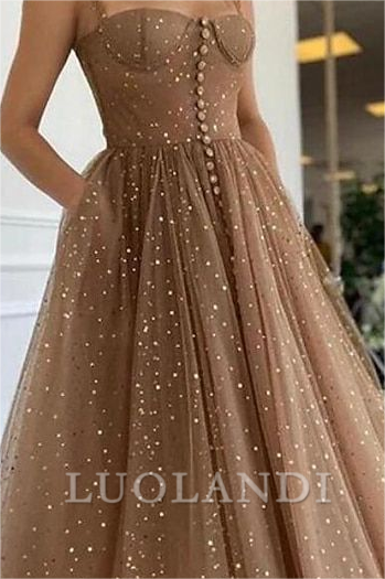 Luolandi Sweet A Line Straps Sleeveless Prom Dress Charming Evening Party Dress Elegant Holiday Dress