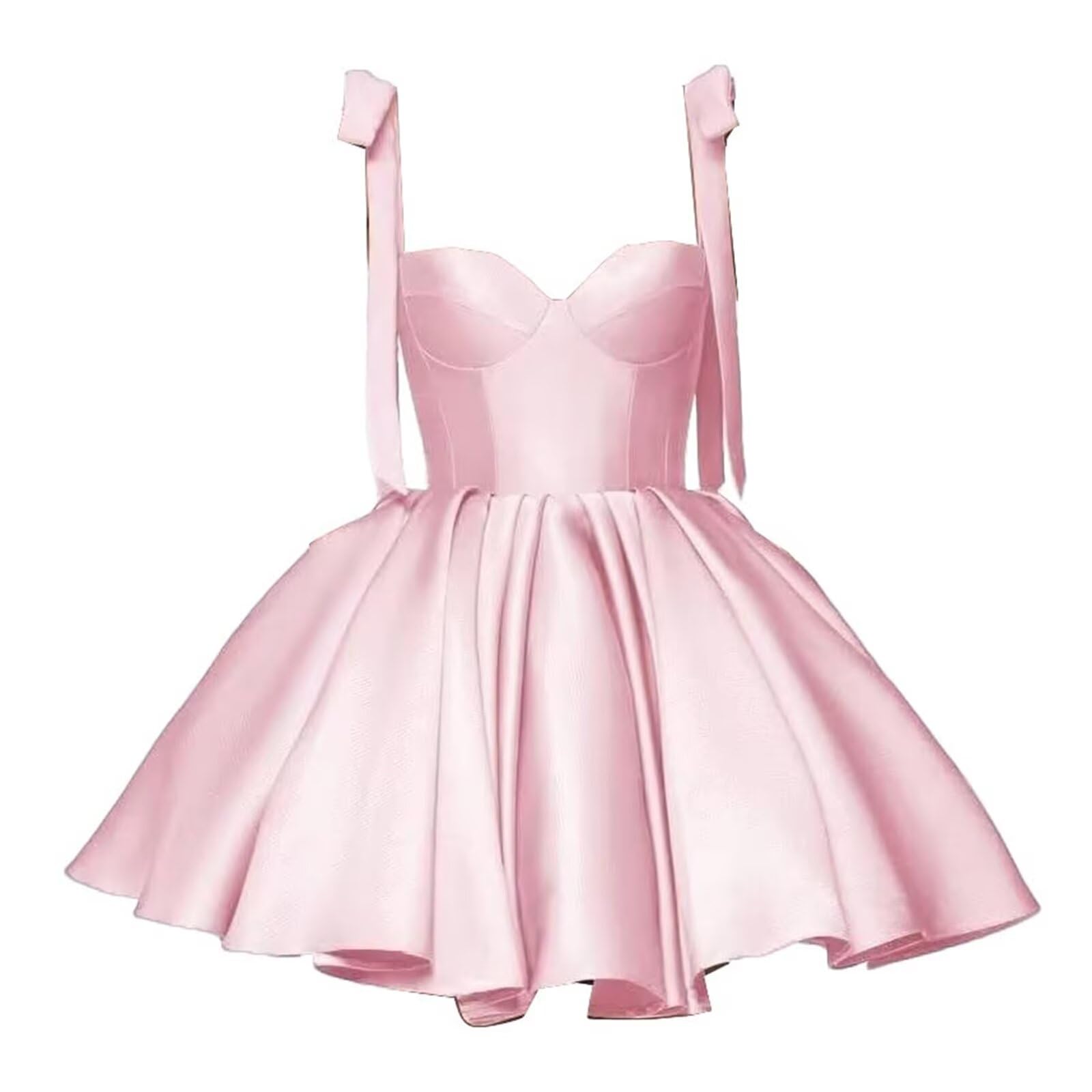 Luolandi Sweet A line Straps Satin Short Homecoming Dress Cute Graduation Dress Lovely Birthday Party Dress With Bows