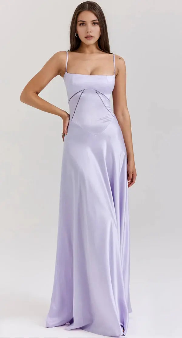 Luolandi Sweet A-Line Spaghetti Straps Long Formal Prom Dresses Sleeveless Cute Graduation Dress Elegant Party Evening Gowns