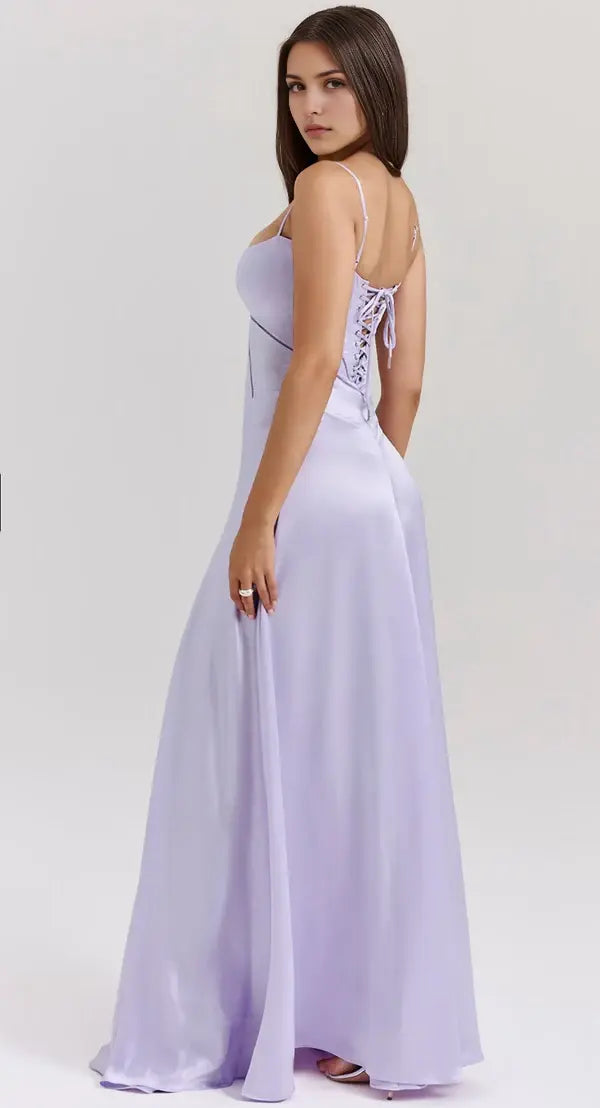 Luolandi Sweet A-Line Spaghetti Straps Long Formal Prom Dresses Sleeveless Cute Graduation Dress Elegant Party Evening Gowns