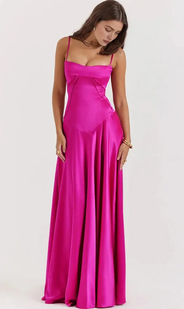 Luolandi Sweet A-Line Spaghetti Straps Sleeveless Long Formal Prom Dresses Elegant Party Evening Gowns Pretty Graduation Dress