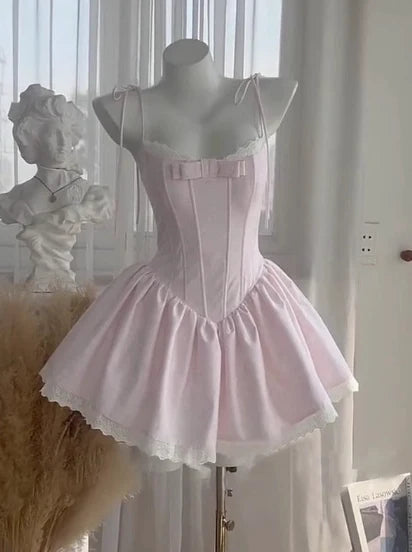 Luolandi Sweet A-Line Sleeveless Bow-Accent Short Homecoming Dress Cute Birthday Party Dress