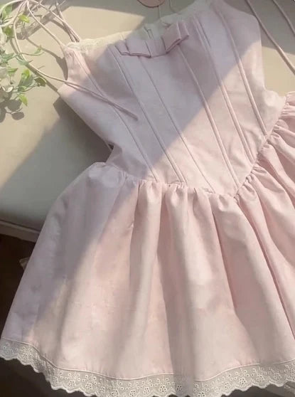 Luolandi Sweet A-Line Sleeveless Bow-Accent Short Homecoming Dress Cute Birthday Party Dress