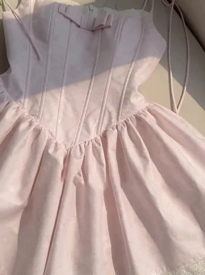 Luolandi Sweet A-Line Sleeveless Bow-Accent Short Homecoming Dress Cute Birthday Party Dress