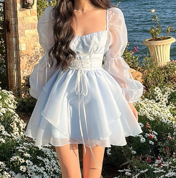Luolandi Sweet A Line Long Sleeves Short Homecoming Dress Cute Graduation Party Dress