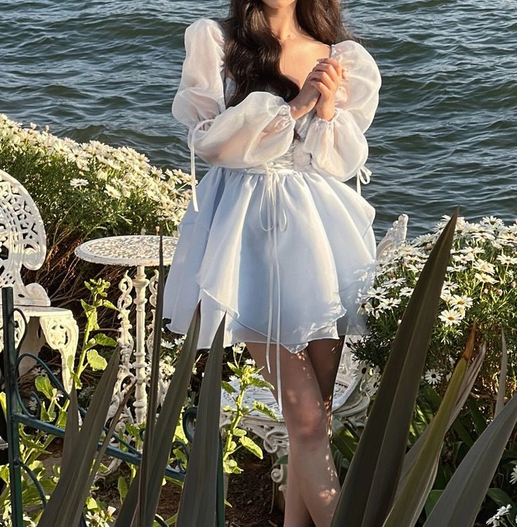 Luolandi Sweet A Line Long Sleeves Short Homecoming Dress Cute Graduation Party Dress