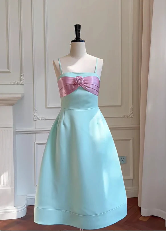 Luolandi Sweet A Line Straps Sleeveless Party Prom Dress Lovely Homecoming Dress With Flower