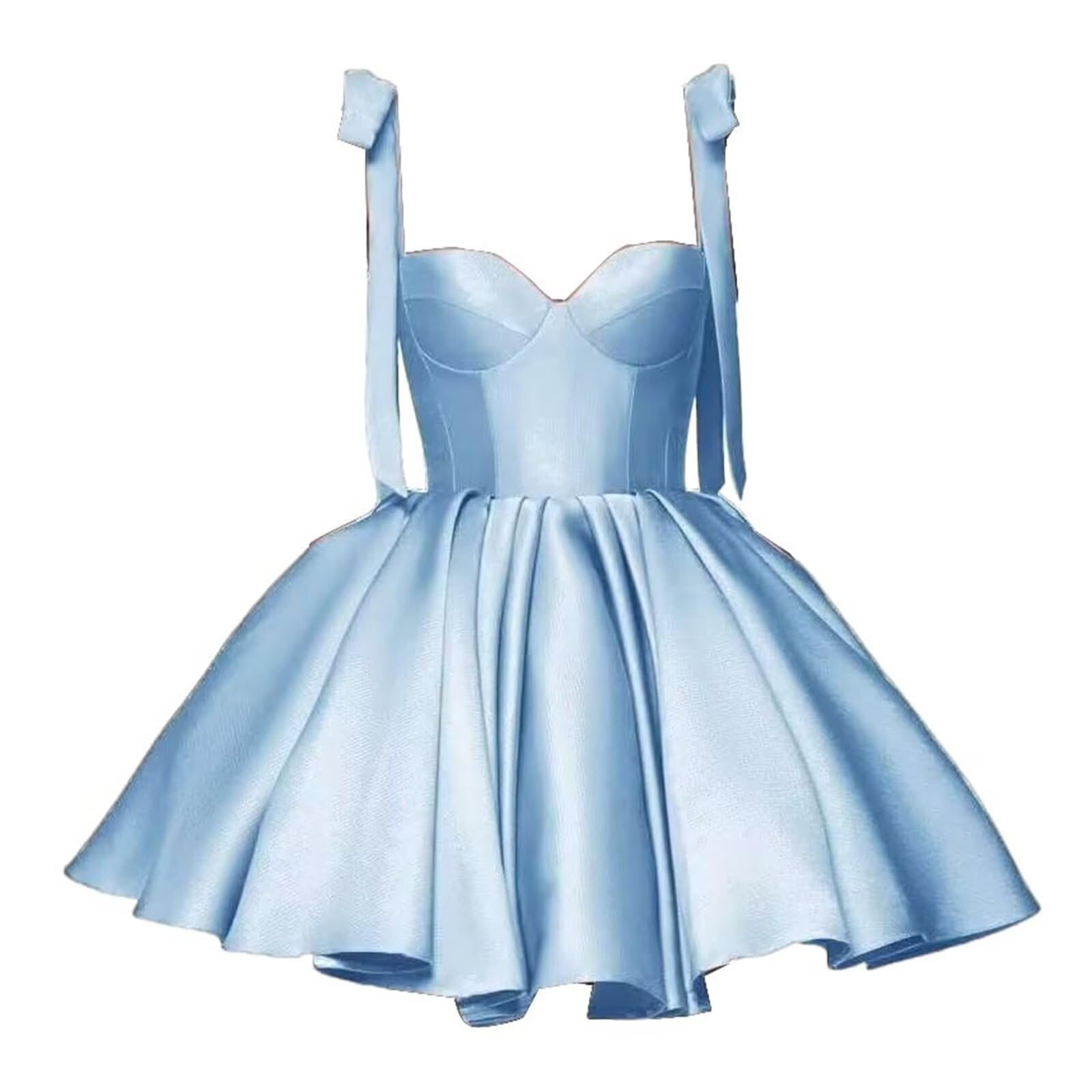 Luolandi Sweet A line Straps Satin Short Homecoming Dress Cute Graduation Dress Lovely Birthday Party Dress With Bows