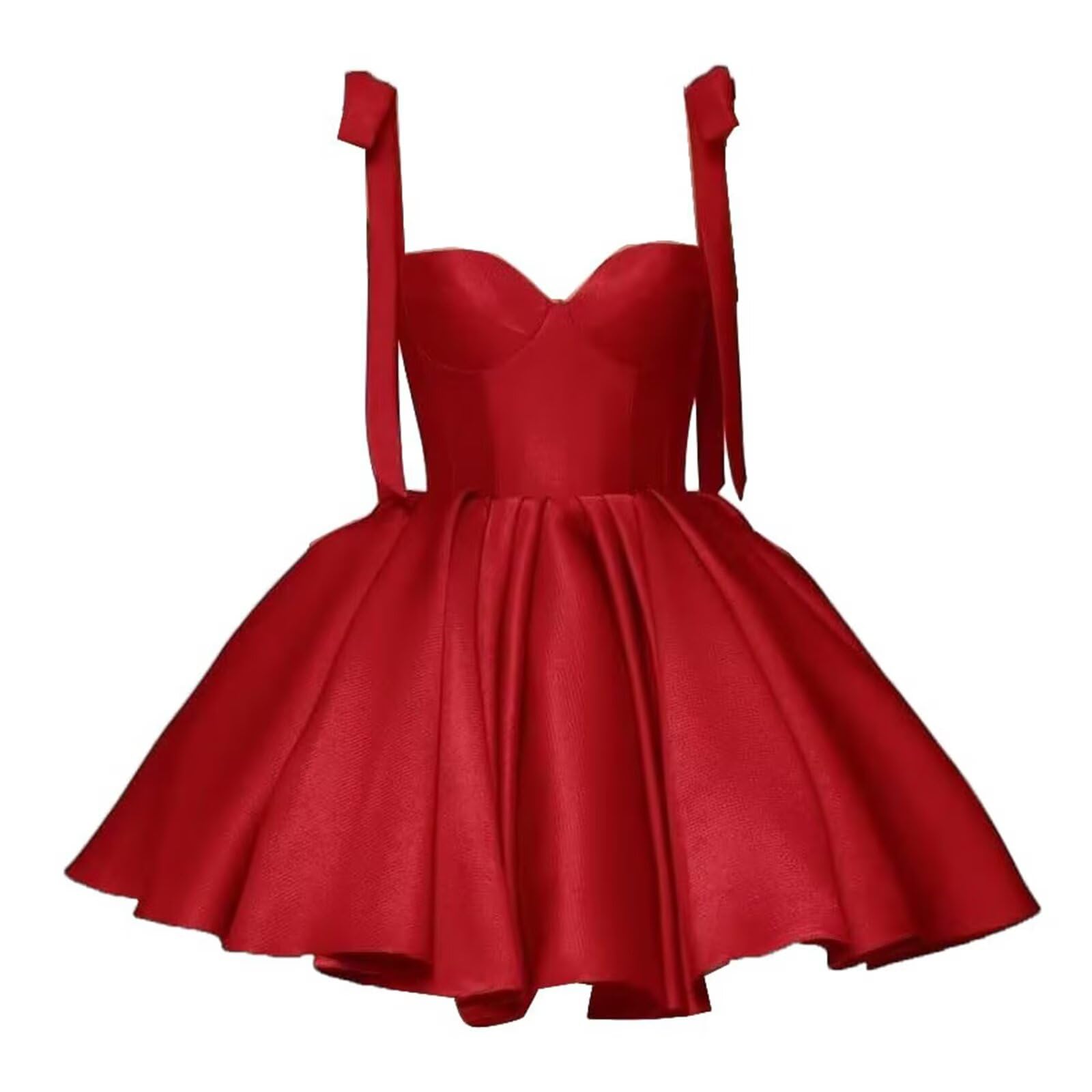 Luolandi Sweet A line Straps Satin Short Homecoming Dress Cute Graduation Dress Lovely Birthday Party Dress With Bows