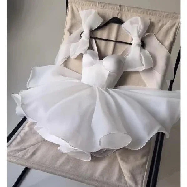 Luolandi Sweet A line Straps Satin Short Homecoming Dress Cute Graduation Dress Lovely Birthday Party Dress With Bow