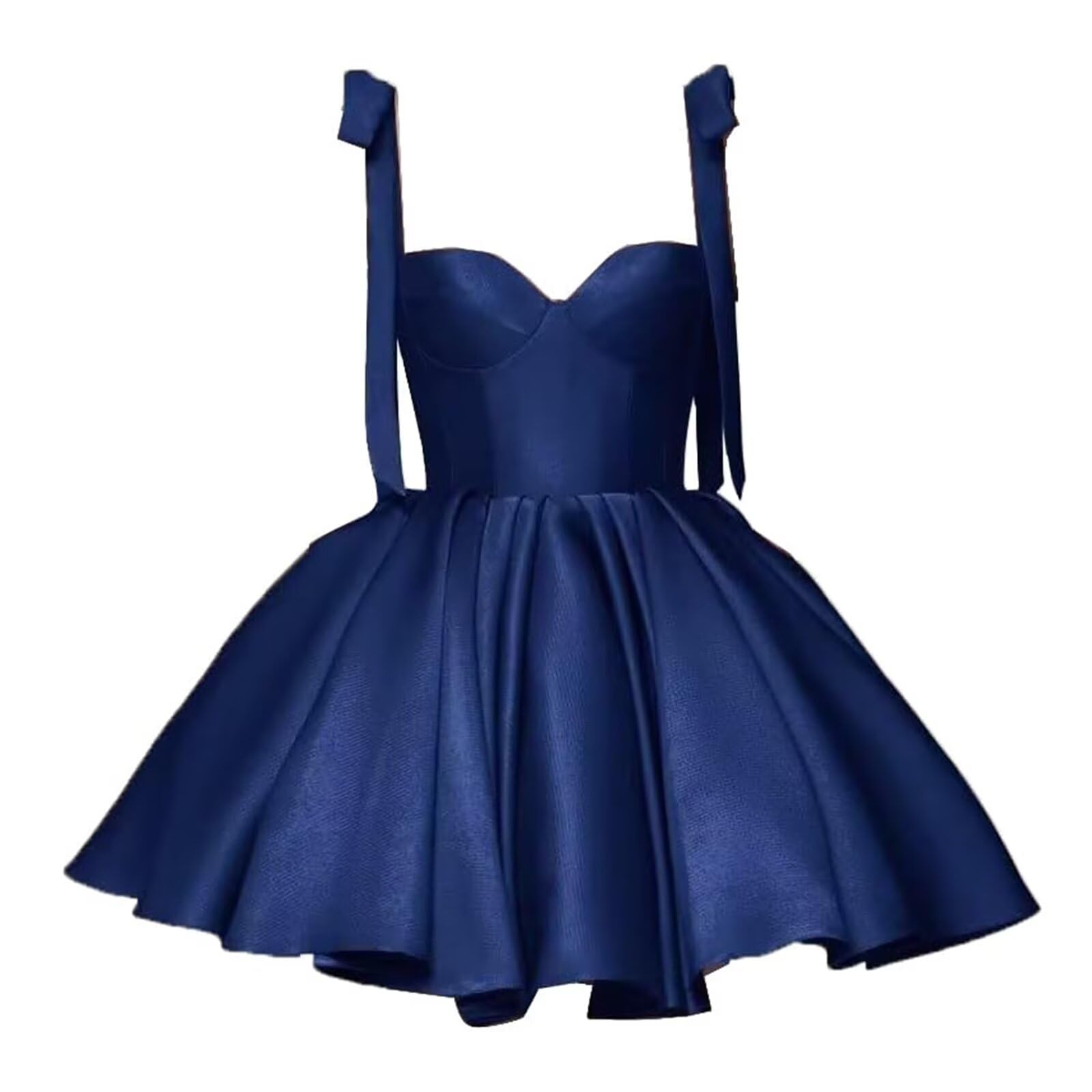 Luolandi Sweet A line Straps Satin Short Homecoming Dress Cute Graduation Dress Lovely Birthday Party Dress With Bows
