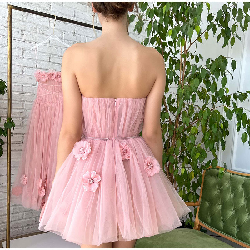 Luolandi A-Line Shining Sweetheart Short Mini Homecoming Dresses with 3D Flower Beautiful