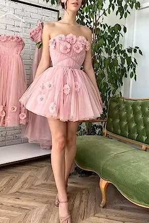 Luolandi A-Line Shining Sweetheart Short Mini Homecoming Dresses with 3D Flower Beautiful