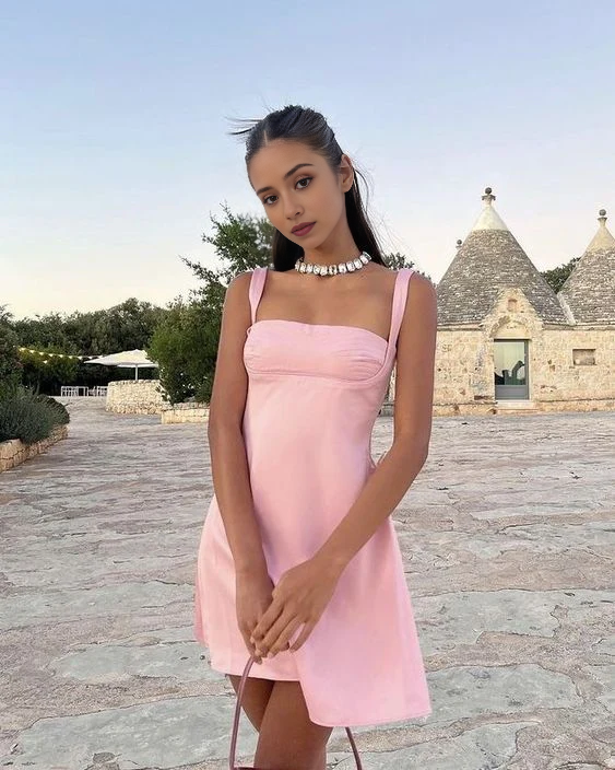 Luolandi Sweetheart A Line Straps Homecoming Dress Simple Short/Mini Graduation Dress Lovely Birthday Party Dress