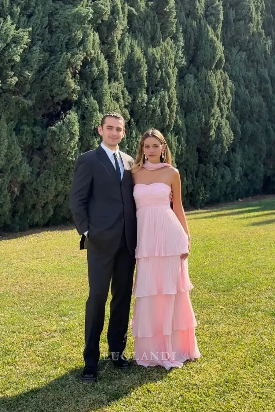 Luolandi Sweetheart A-Line Tiered Long Prom Dress Charming Party Dress Elegant Wedding Guest Dress