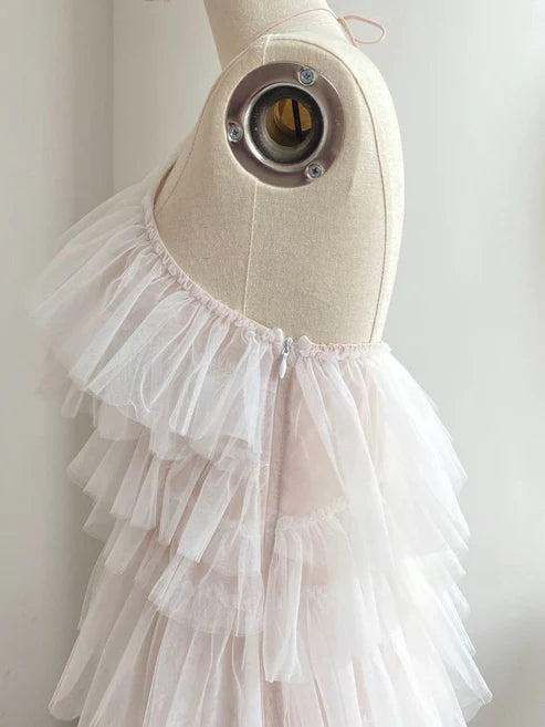 Luolandi Sweetheart Halter Tulle Tiered Backless Long Prom Dress Lovely Evening Dress Cute Party Dress