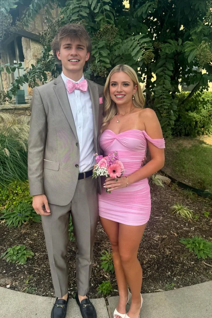 Luolandi Sweetheart Sheath Off Shoulder Short Prom Dress Cute Homecoming Dress Lovely Graduation Dress Mini Birthday Party Dress