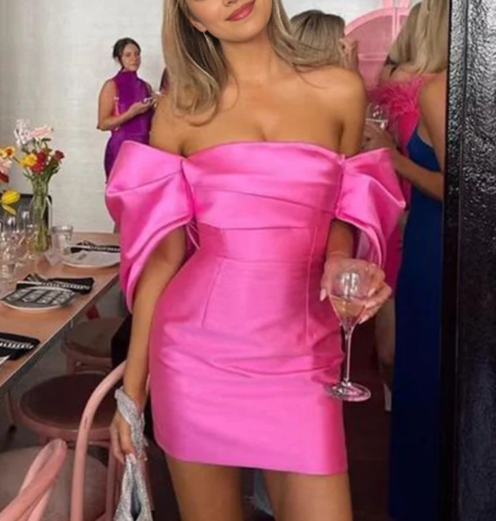 Luolandi Sweetheart Sheath Off The Shoulder Homecoming Dress Simple Short/Mini Graduation Dress Lovely Birthday Party Dress