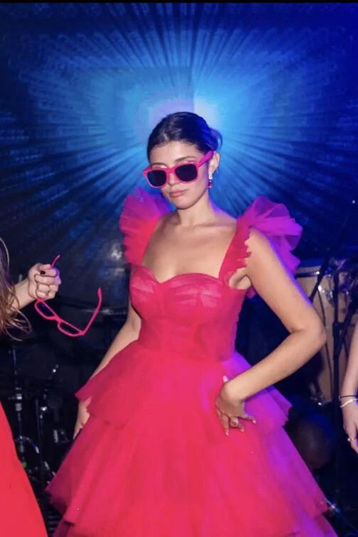 Luolandi Sweetheart Tiered Ruffles Tulle A-Line Long Party Dress Charming Evening Dress Prom Dress