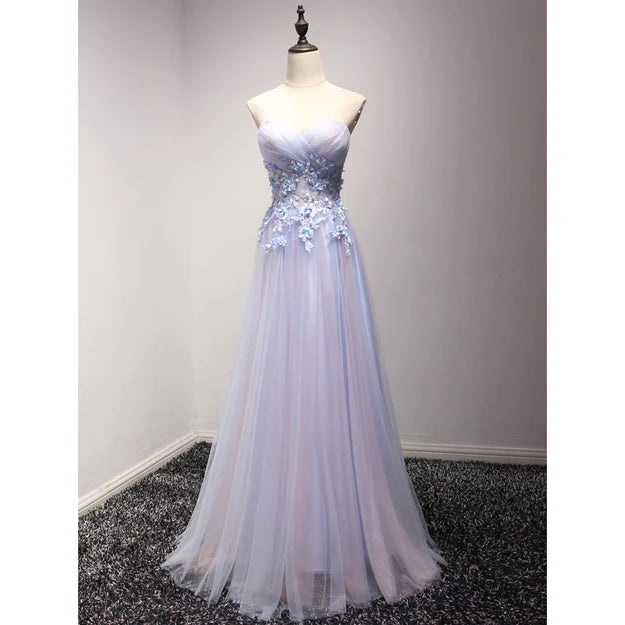 Luolandi Light Blue and Pink Charming Sweetheart Lace Party Dress Formal Dress Off Shoulder Prom Dress