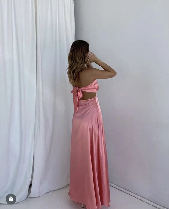Luolandi Sweetheart Satin Backless Prom Dress Long Party Dress Charming Formal Dress