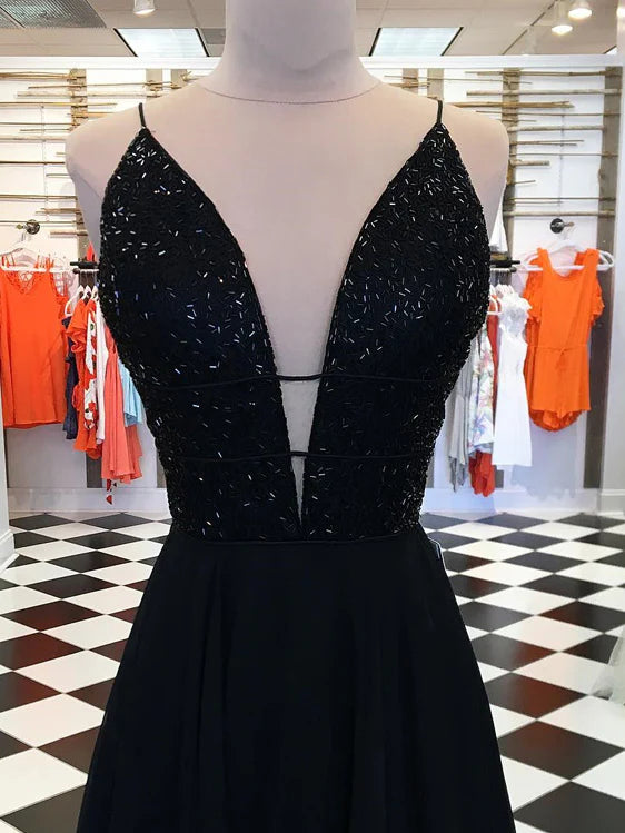 Luolandi Graceful Tulle Spaghetti Straps Beaded A-line Prom Dresses Sexy Evening Dress Party Dress