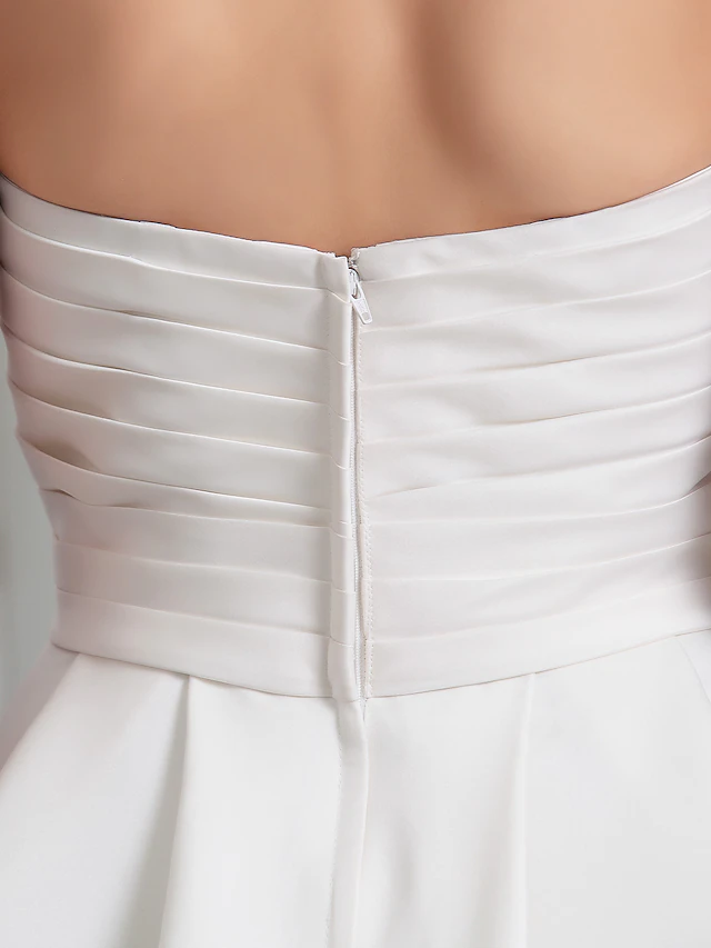 Luolandi Princess A-Line Wedding Dresses Sweetheart Neckline Satin Sleeveless with Sash Ribbon Ruched