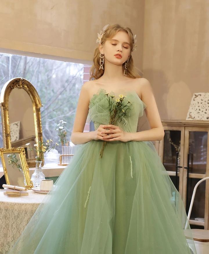 Luolandi Charming Strapless Ruffles Tea Length Lace Up Tulle Homecoming Dress Short Prom Dresses Beautiful