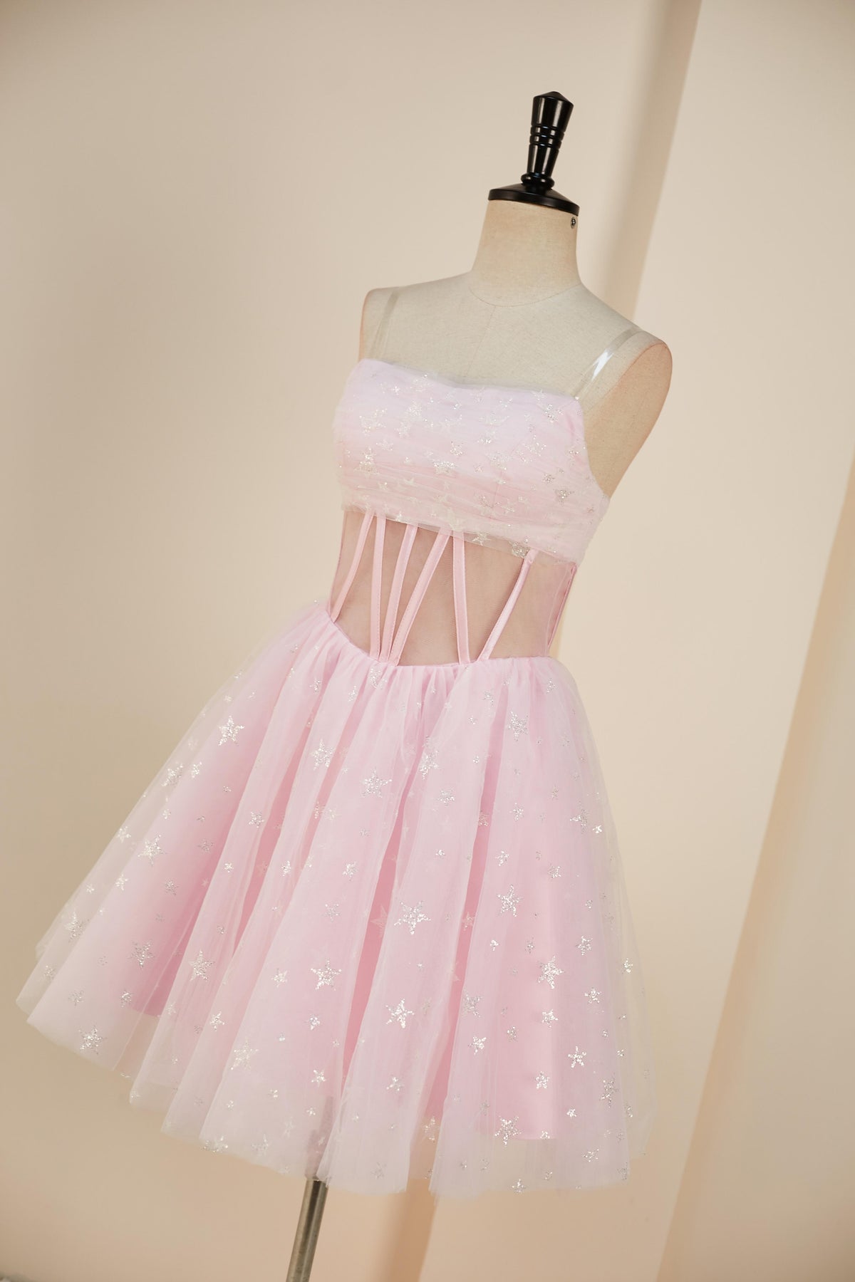 Luolandi Cute A Line Sweetheart Lace up Strapless Tulle Homecoming Dress with Detachable Sleeves