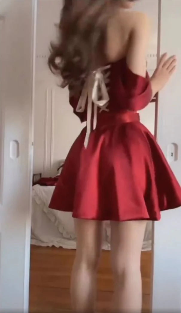 Luolandi Sweetheart A Line Off The Shoulder Short Prom Dress Simple Homecoming Dress Lovely Graduation Dress Cute Birthday Party Dress