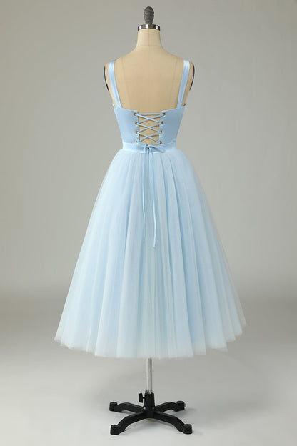 Unique A Line Sweetheart Sky Blue Tulle Homecoming Dress Sexy