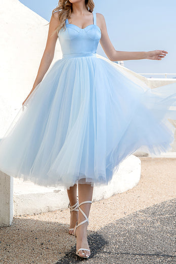 Unique A Line Sweetheart Sky Blue Tulle Homecoming Dress Sexy
