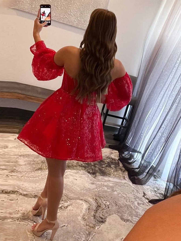 Luolandi Unique Homecoming Dresses A Line Sweetheart Short/Mini With Applique And Sleeve Beautiful