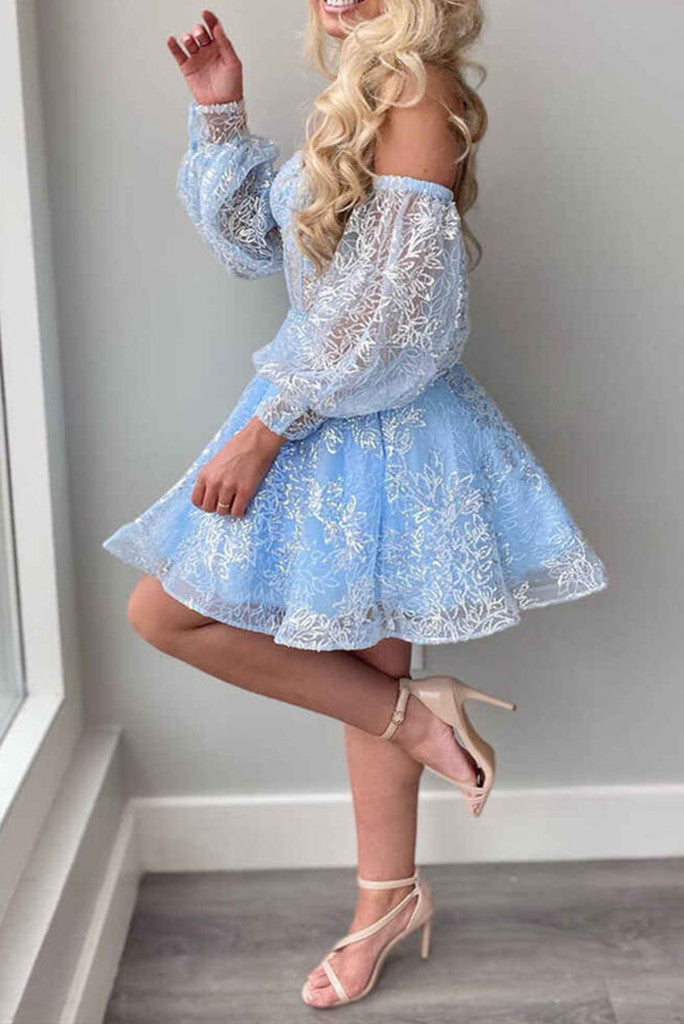 Luolandi Unique Homecoming Dresses A Line Sweetheart Short/Mini With Applique And Sleeve Beautiful