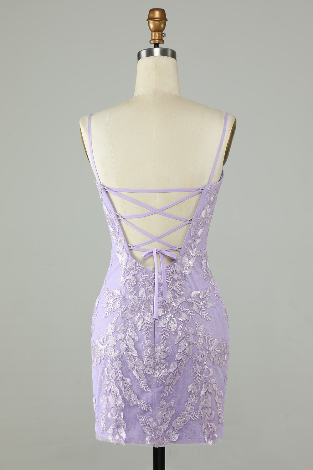 Luolandi Vintage Sheath Spaghetti Straps Satin Short Homecoming Dresses with Applique Beautiful