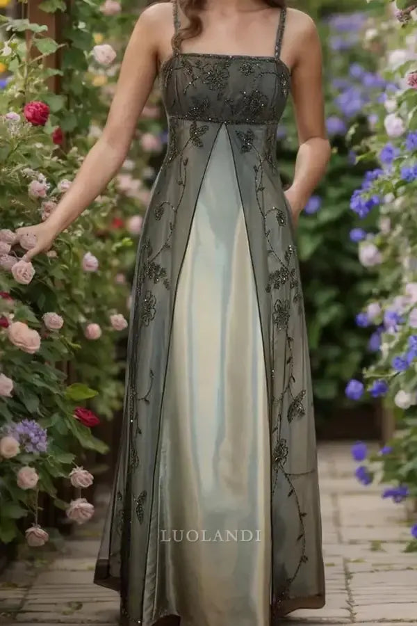 Luolandi Vintage A Line Spaghetti Straps Sleeveless Formal Prom Dress Charming Evening Gown Elegant Party Dress