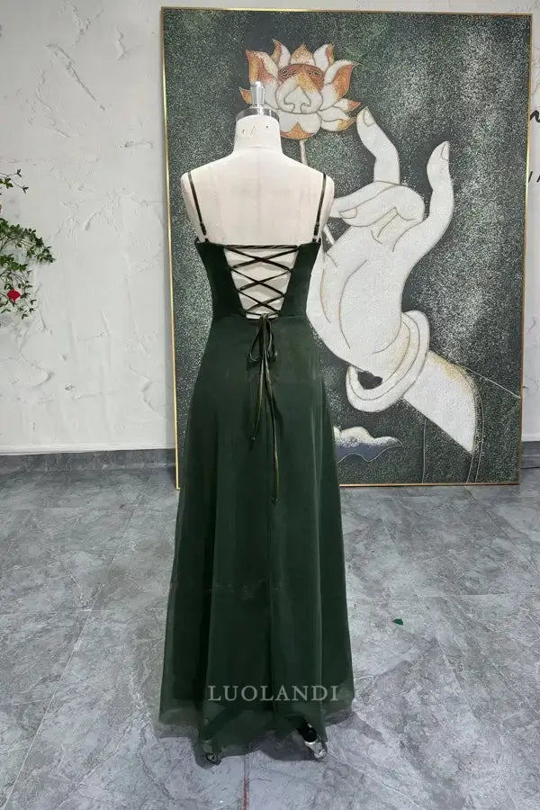 Luolandi Vintage A Line Spaghetti Straps Sleeveless Formal Prom Dress Elegant Party Dress Charming Evening Gown