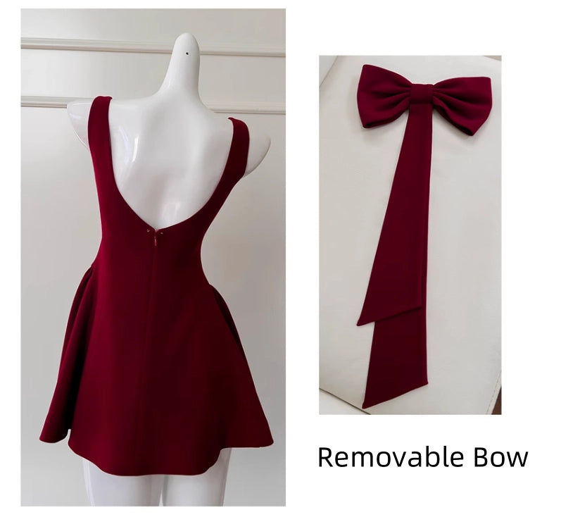 Luolandi Vintage Square Neck A-Line Sleeveless Short Homecoming Dress Cute Birthday Party Dress With Bow