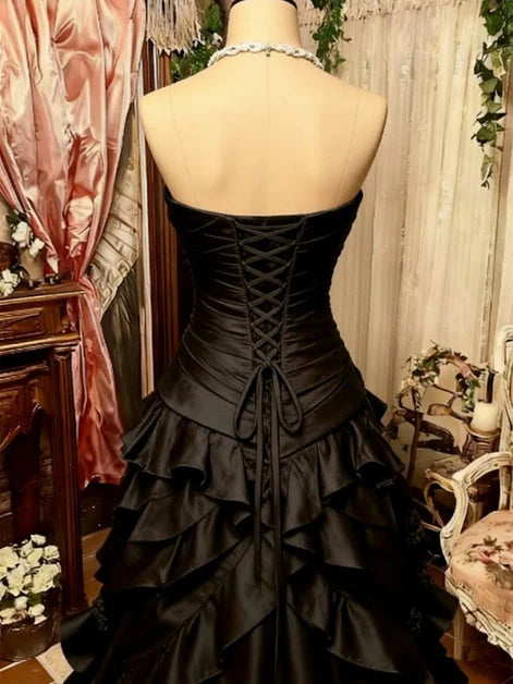 Luolandi Vintage Sweetheart A-Line Strapless Sleeveless Ruffle Long Formal Prom Dress Elegant Evening Party Dress