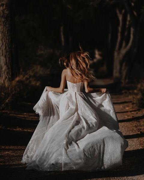 Luolandi Shiny Glitter Vintage Wedding Dresses A Line Sweetheart Elegant Bride Dress Sexy