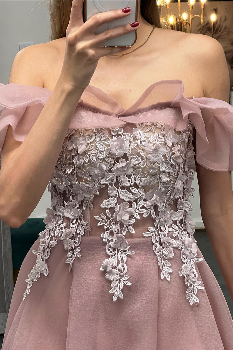 Luolandi Women Strapless Applique High Low Zipper Up Prom Homecoming Dresses Beautiful Prom Dress