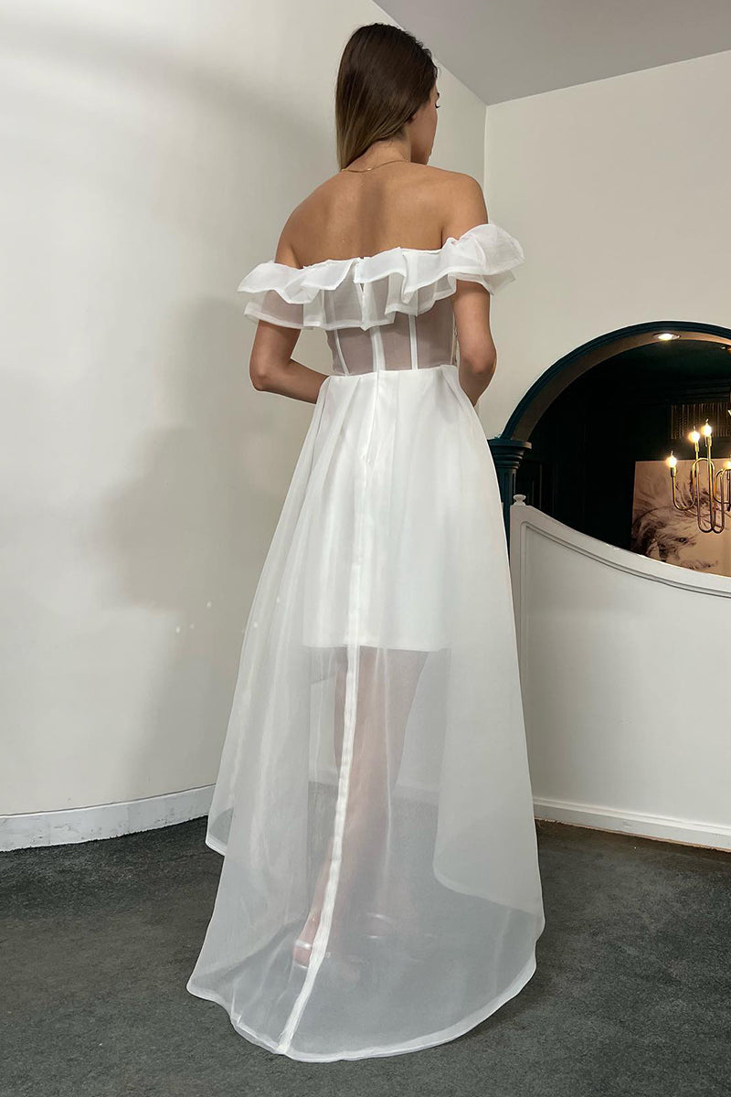 Luolandi Women Strapless Applique High Low Zipper Up Prom Homecoming Dresses Beautiful Prom Dress