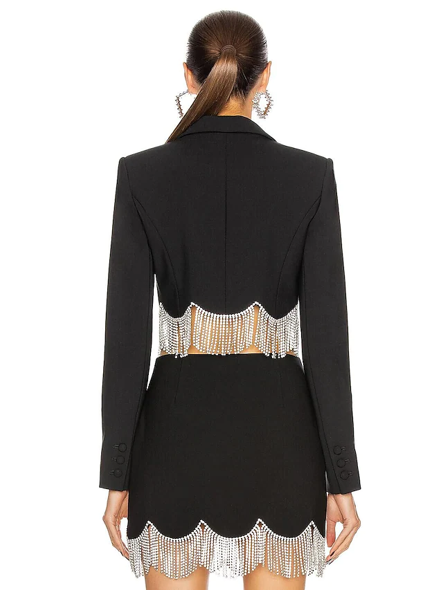 Luolandi Piece Minimalist Sexy Homecoming Cocktail Party Dress Shirt Collar Sleeve Short Mini Polyster with Tassel