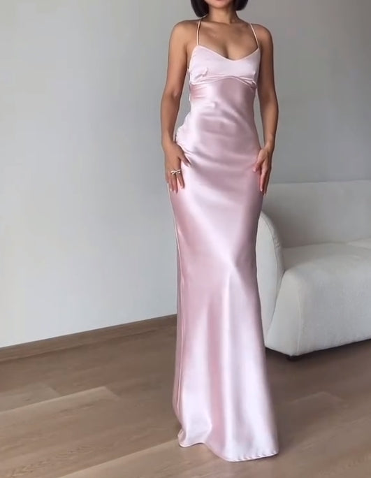 Luolandi Lovely Sheath Satin Prom Dress Elegant Simple Long Party Dress Sexy Evening Dress Formal Dress